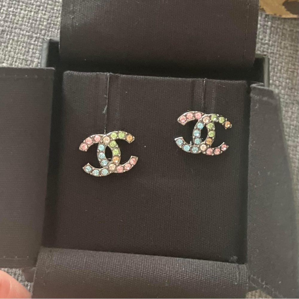 Chanel multi-color rhinestone studs